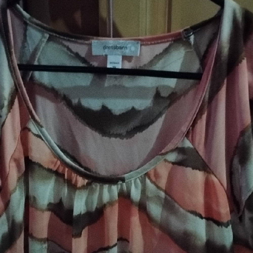 Dressbarn Women's Pink and Brown Blouse